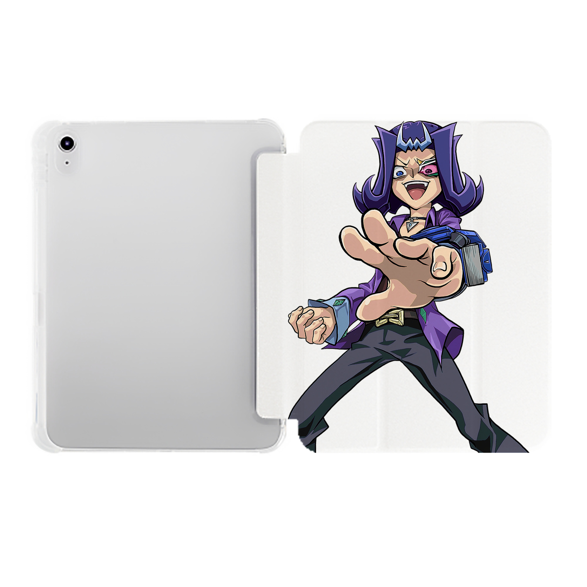 （画像用） 遊☆戯☆王 Yu-Gi-Oh! IPad ケース ペン収納付き 三つ折りスタンド PUレザー×シリコン 対応機種9.5/10.5/10.9インチ